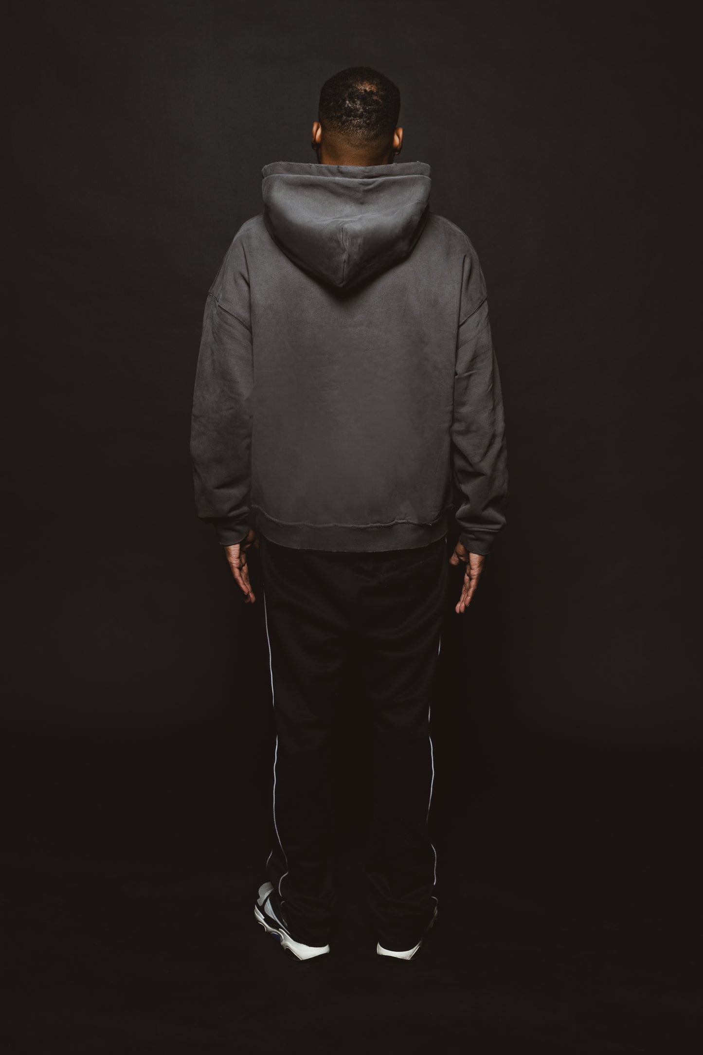 DISTRESSED CHARCOAL HOODIE